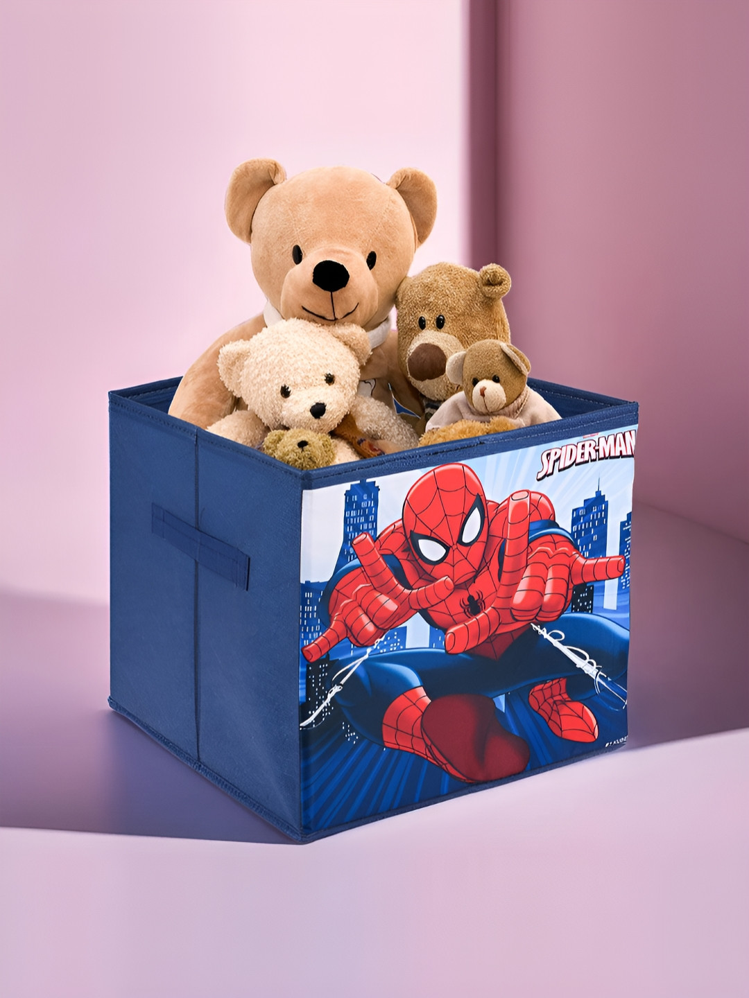 Aura Navy Blue & Red Spiderman Printed Storage Box Organiser