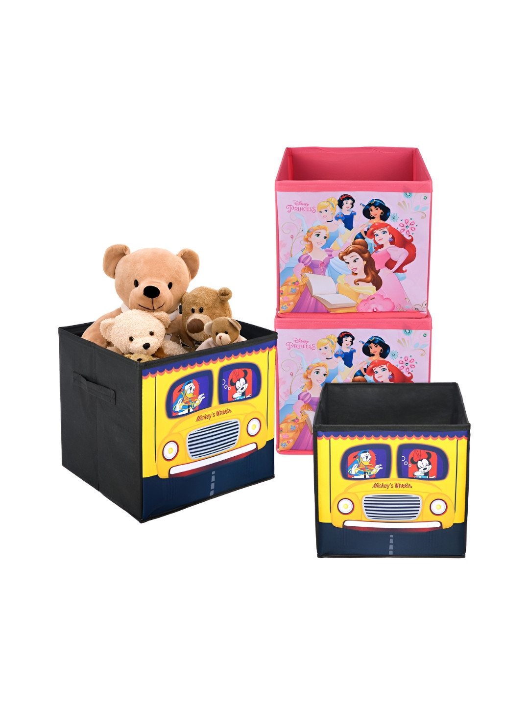 Aura Yellow & Pink 4 Pieces Printed Storage Box Organisers
