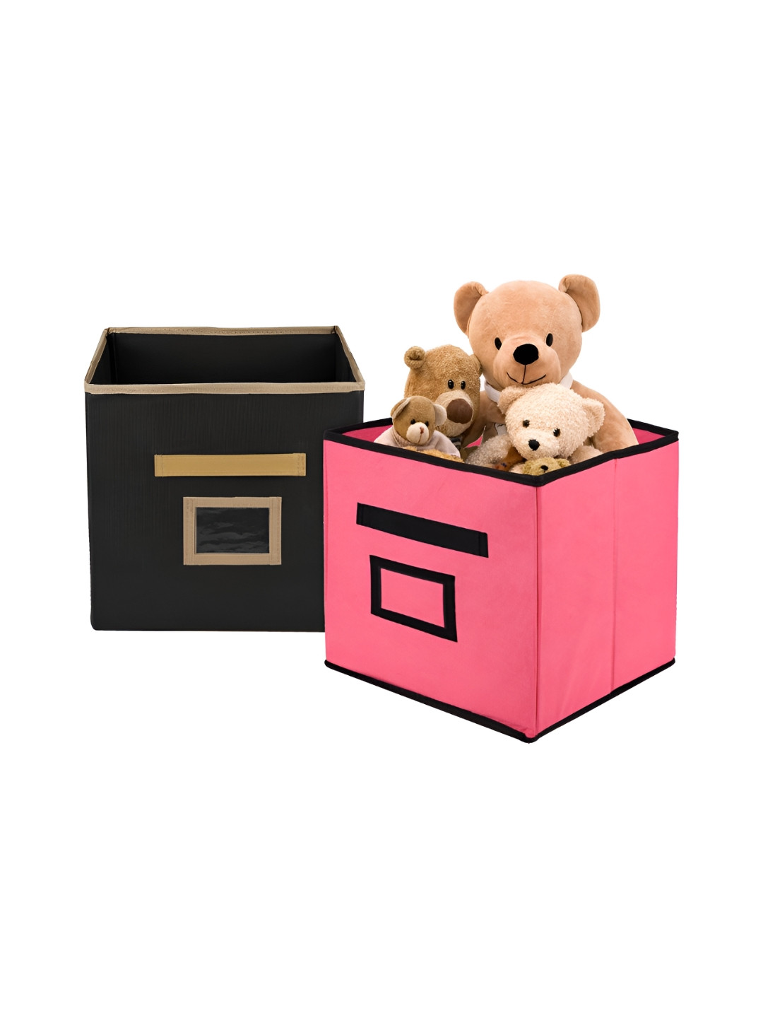 Aura Pink & Black 2 Pieces Plain Multi-Utility Organisers