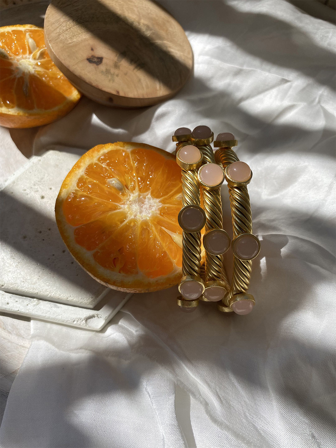 BaalaJewels Set Of 3 Gold-Plated Beaded Bangles