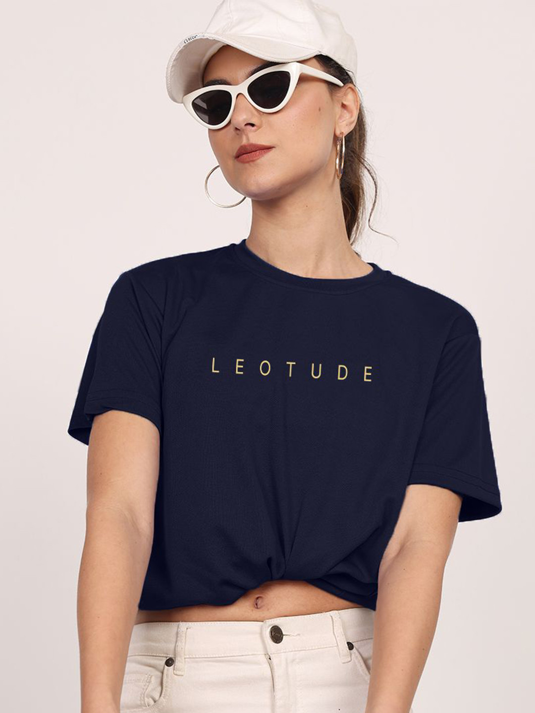 Leotude Brand Logo Printed Round Neck Oversized T-shirt