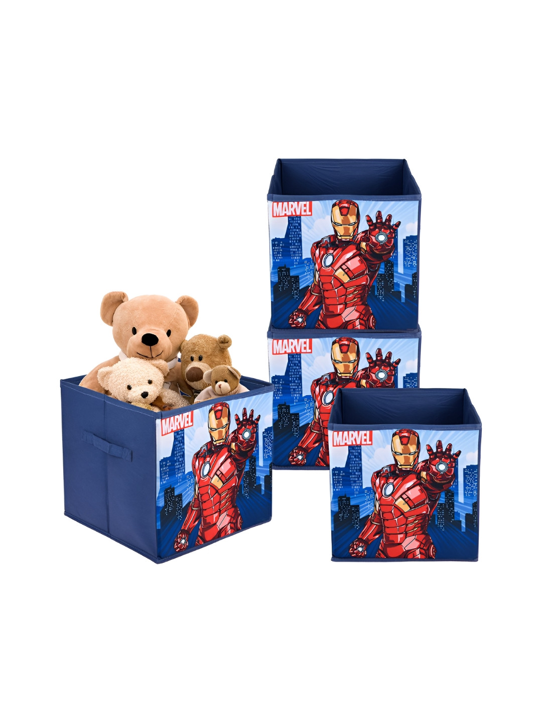 Aura Navy Blue & Red 4 Pieces Marvel Ironman Printed Multi-Utility Organisers