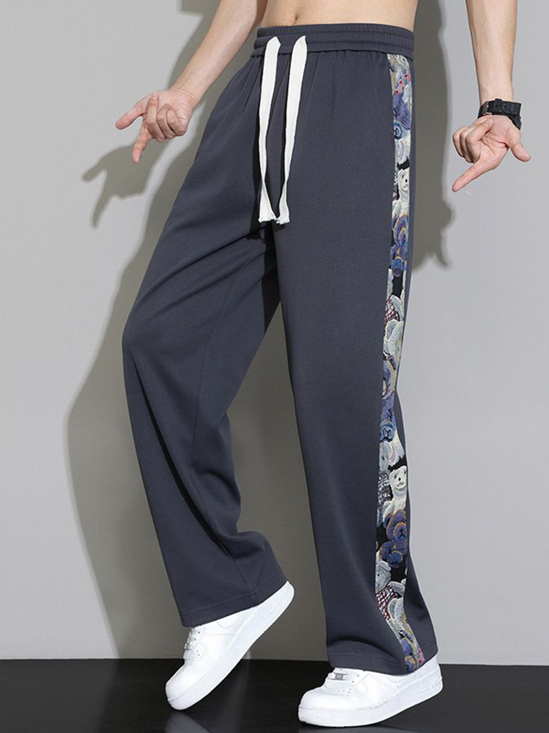 StyleCast x Revolte Men Abstract Side Stripe Relaxed Fit Trousers