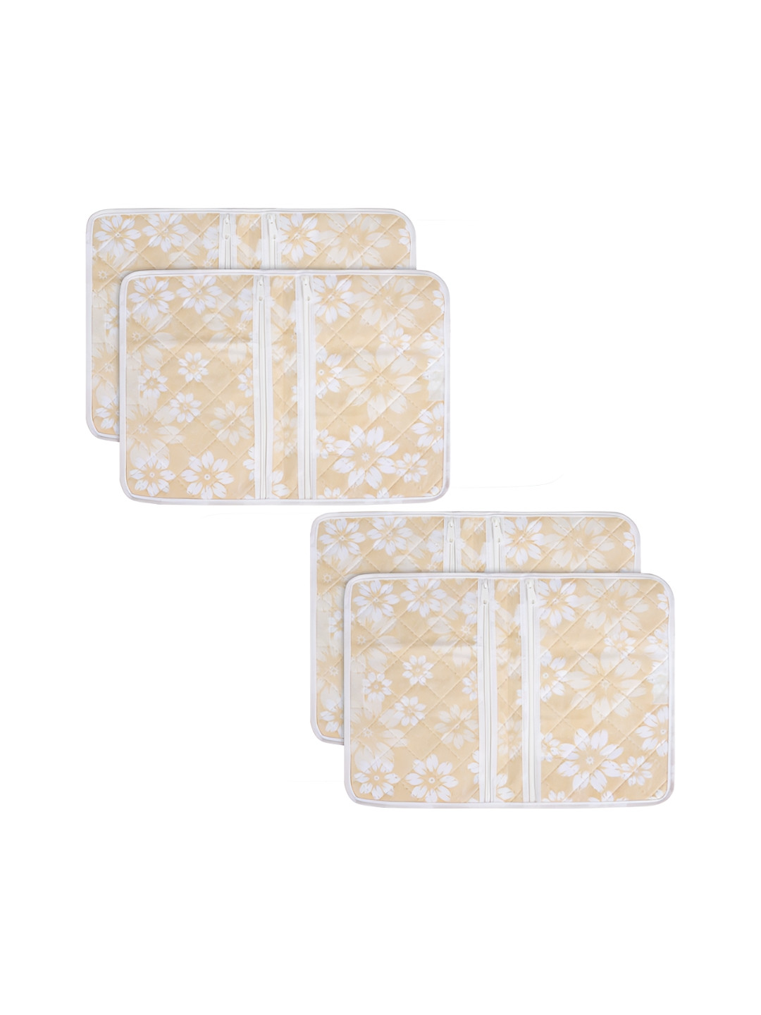Aura Gold-Toned & White 4 Pieces Printed Two Partition Velcro Organisers