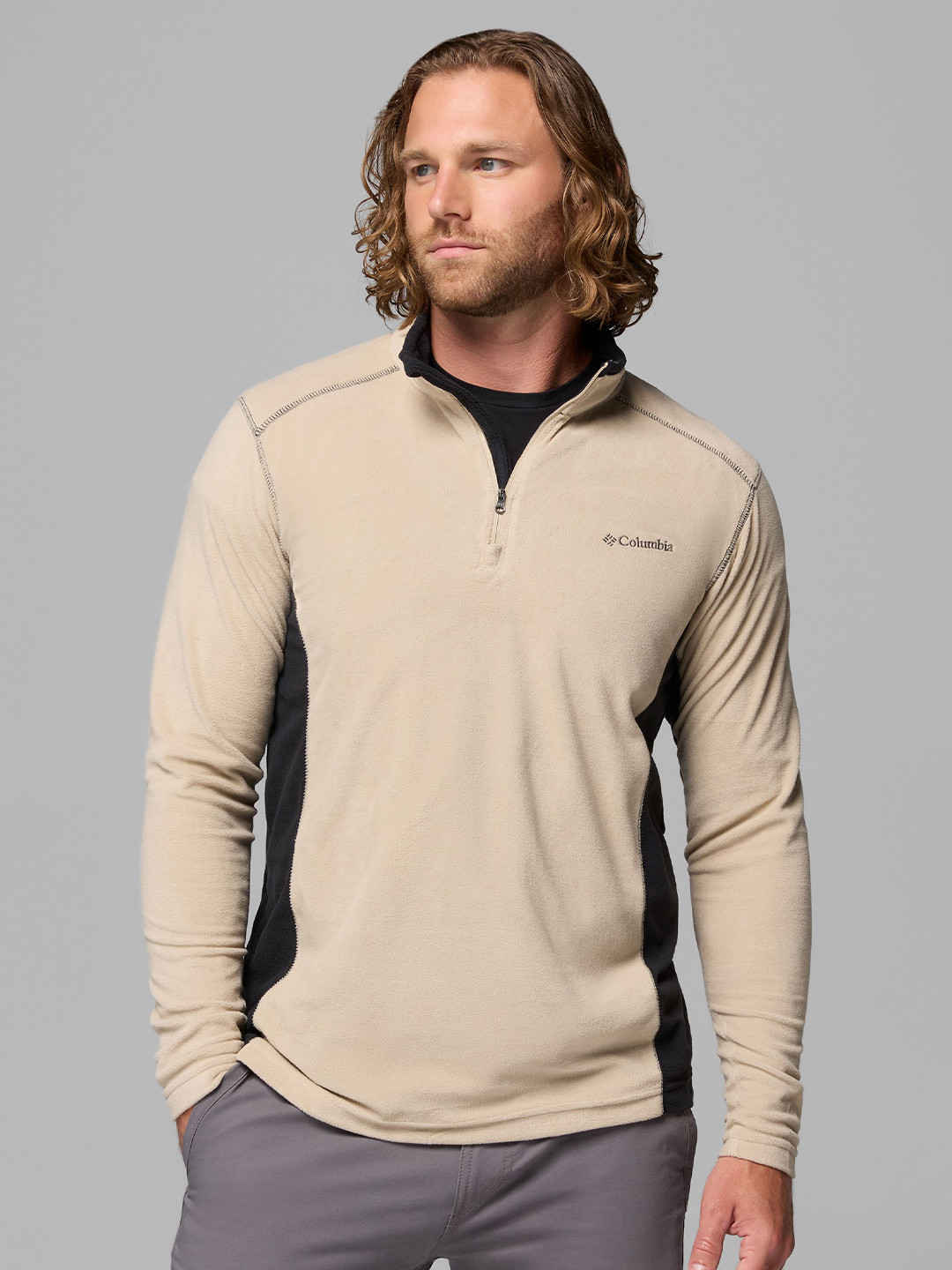 Columbia Klamath Range II Men High Neck Long Sleeve Half Zipper Sweatshirts
