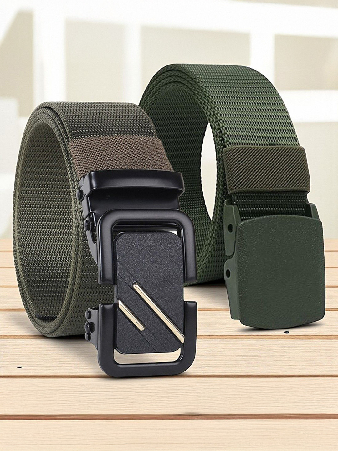 HENEDA Men Pack of 2 Woven Design Canvas Formal Belt