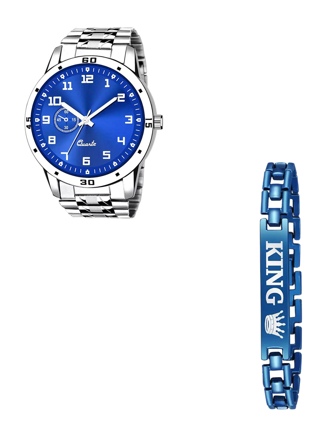 Miss Perfect Men Analogue Watch with King Print Bracelet Set