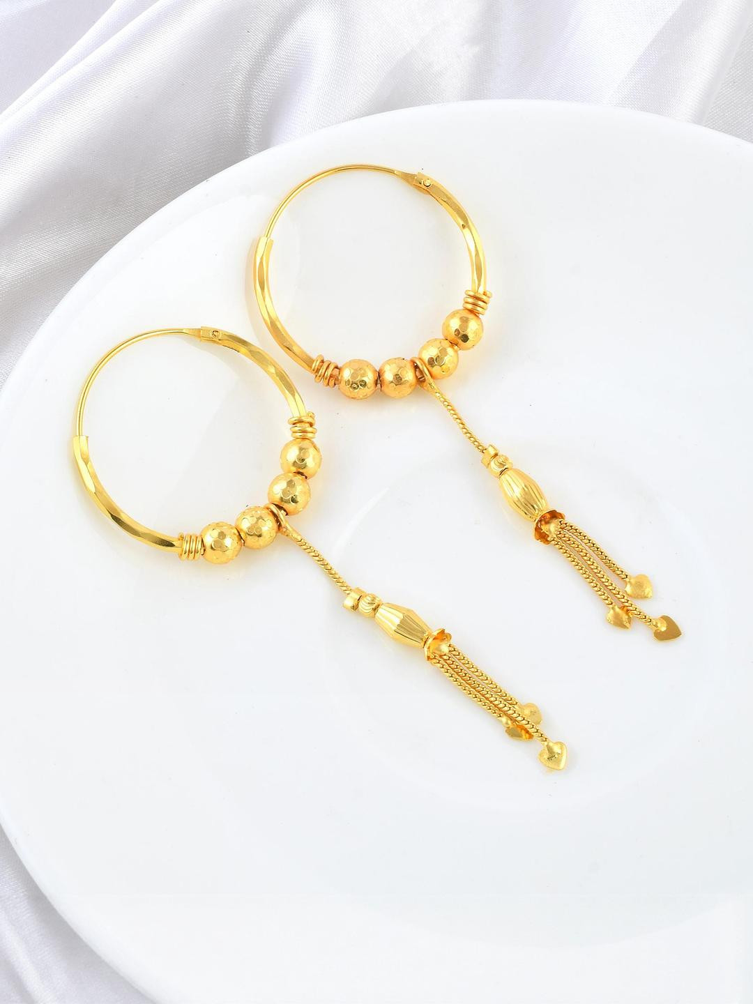 DZINETRENDZ Micron Gold Hoop Jhalar Earrings