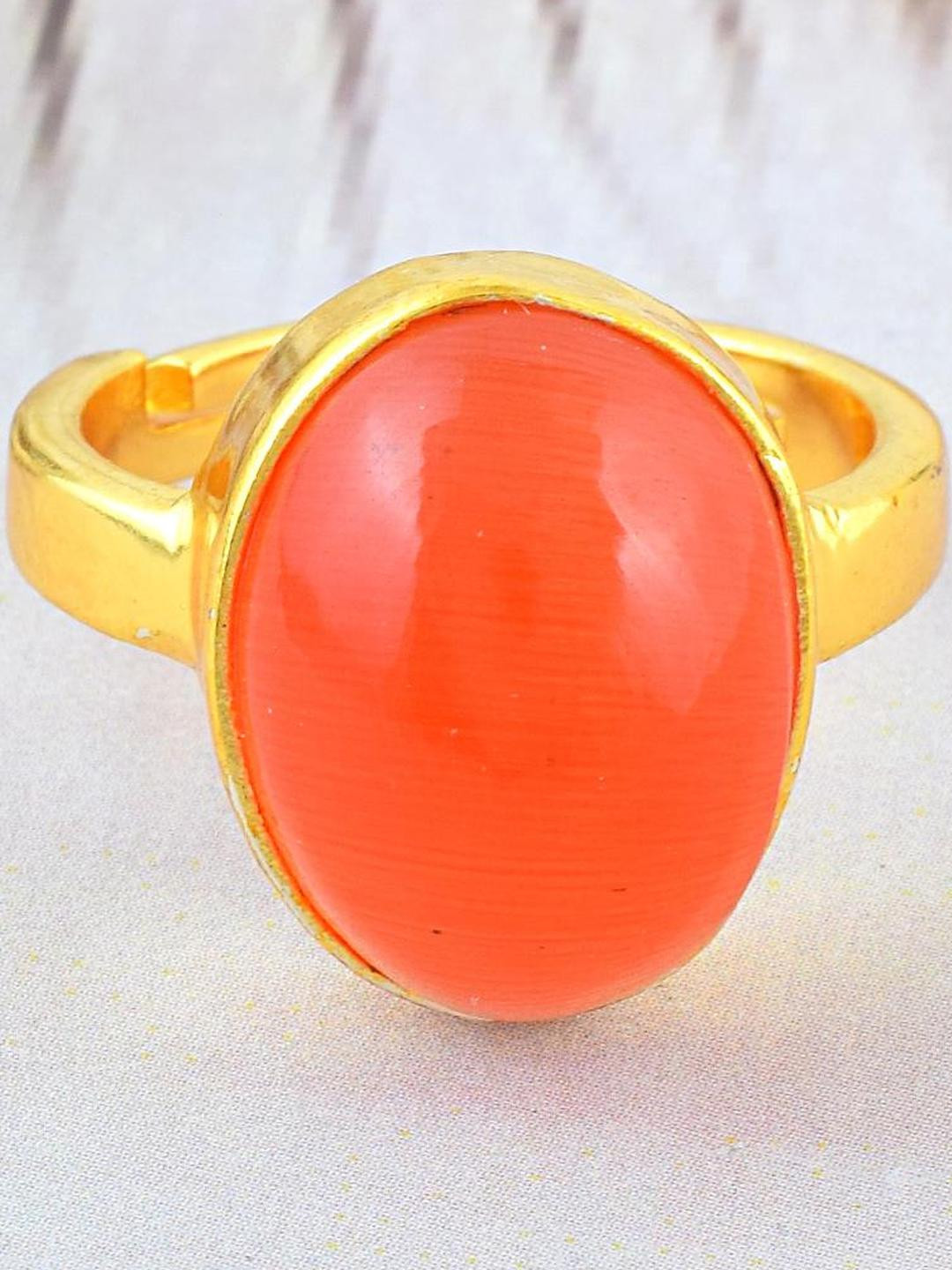 Brass Gold plated Red Cats eye Lehsuniya finger ring