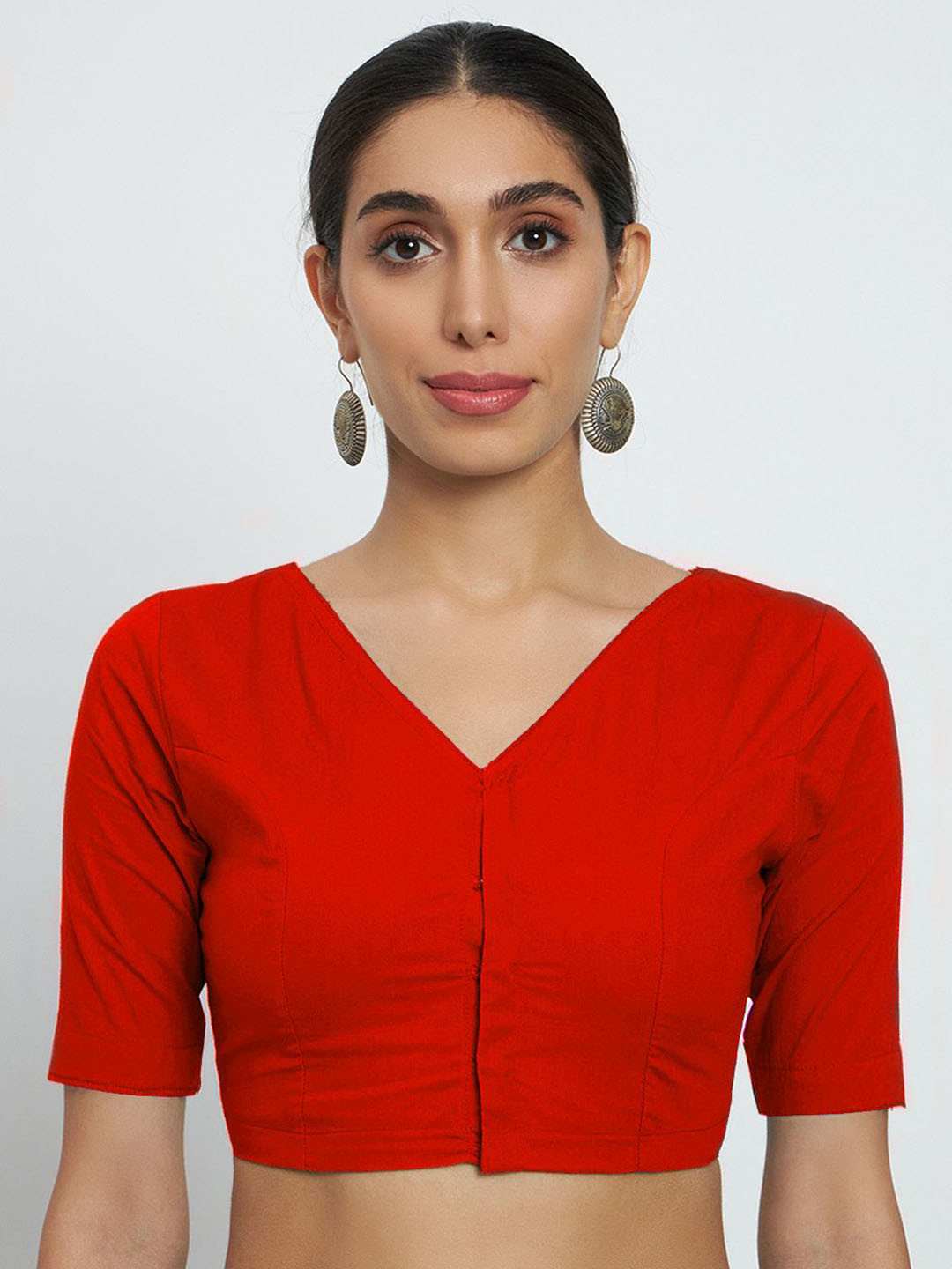 Thevasa V-Neck Short Sleeves Saree Open Blouse