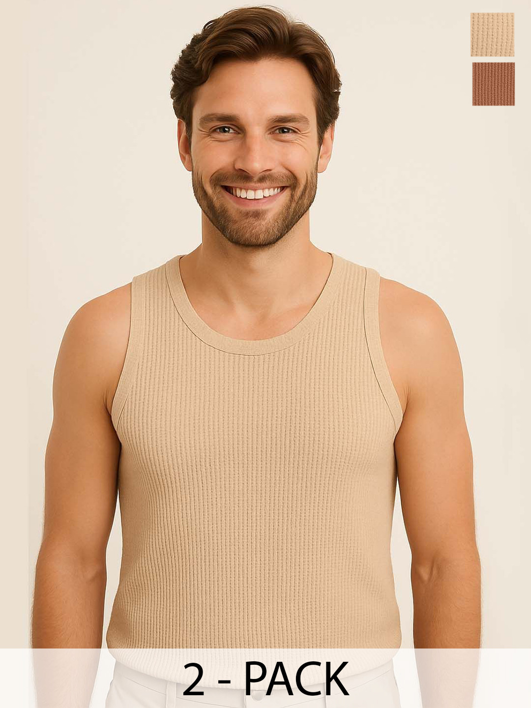 Organic Chics Pack Of 2 Waffle Texture Tank Innerwear Vests