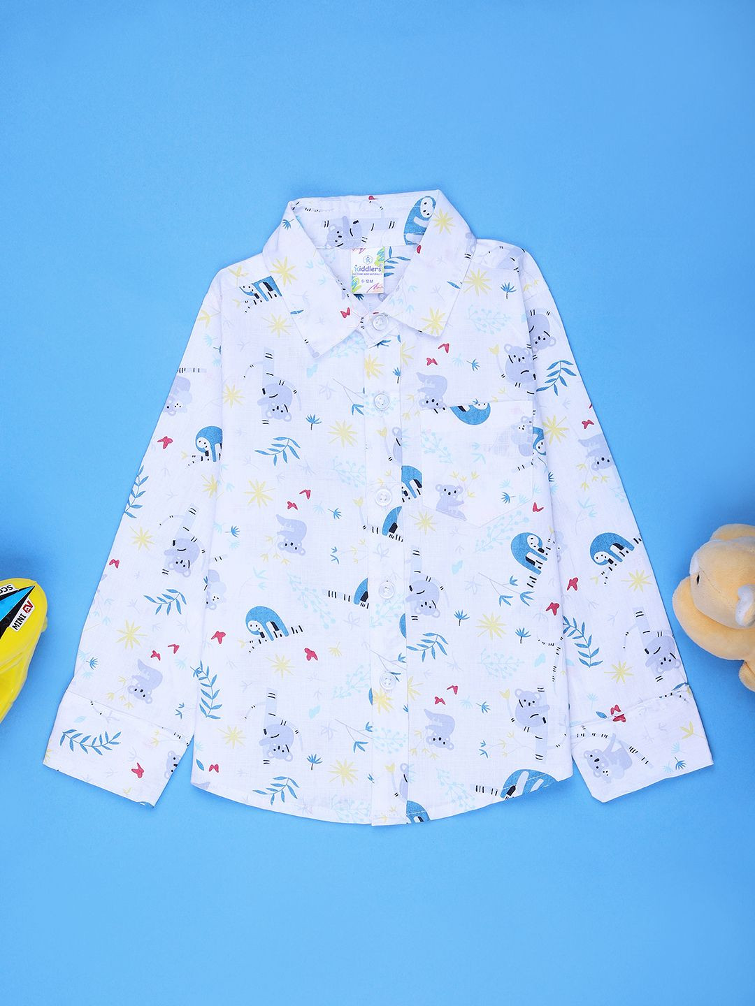 V-Mart Boys Conversational Printed Spread Collar Cotton Casual Shirt