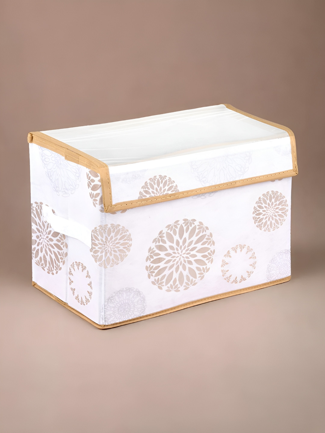 Aura White & Gold Toned Printed Velcro Drawer Box Organisers