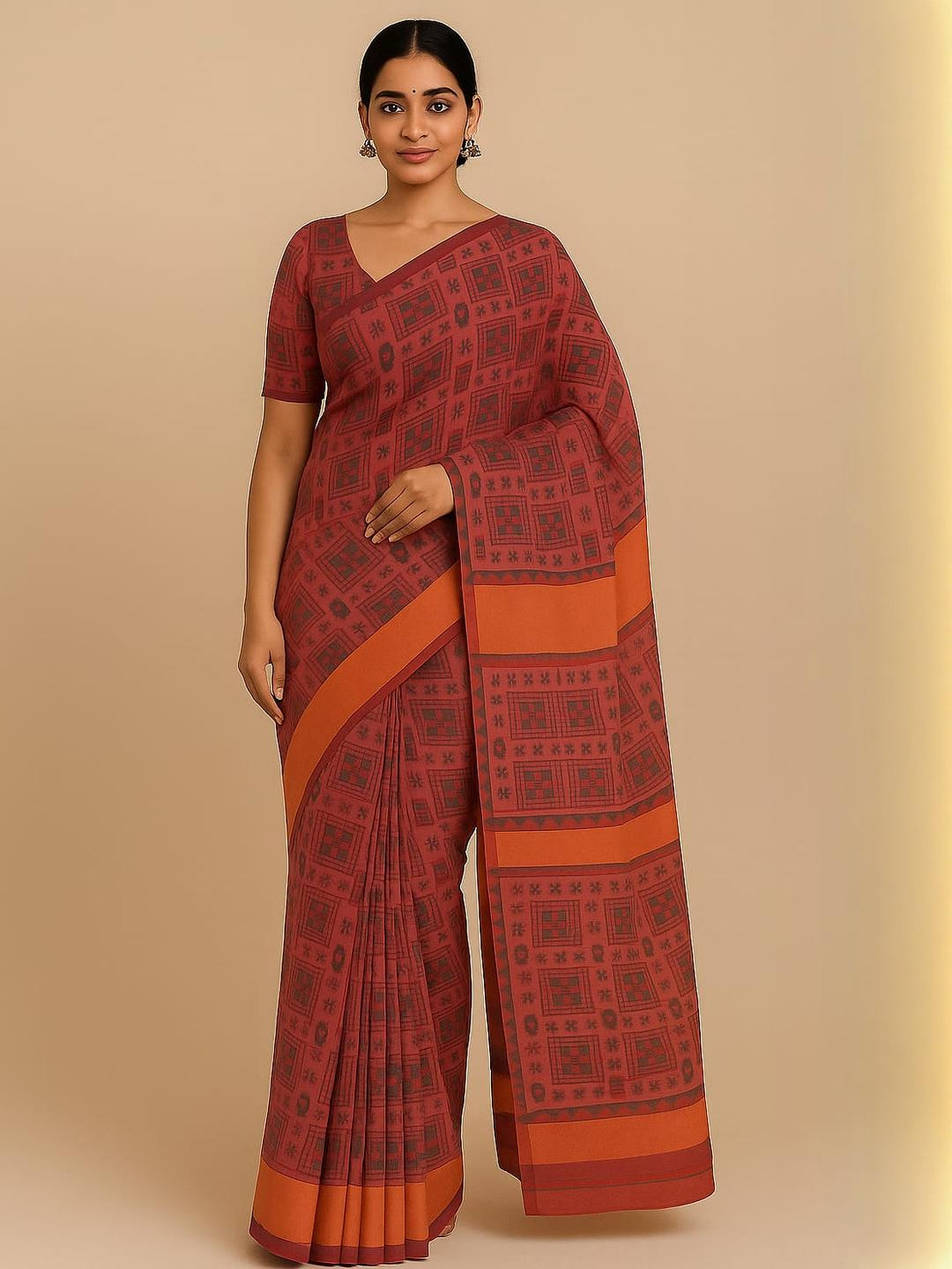 Silakaari Pink Pure Cotton  Sarees