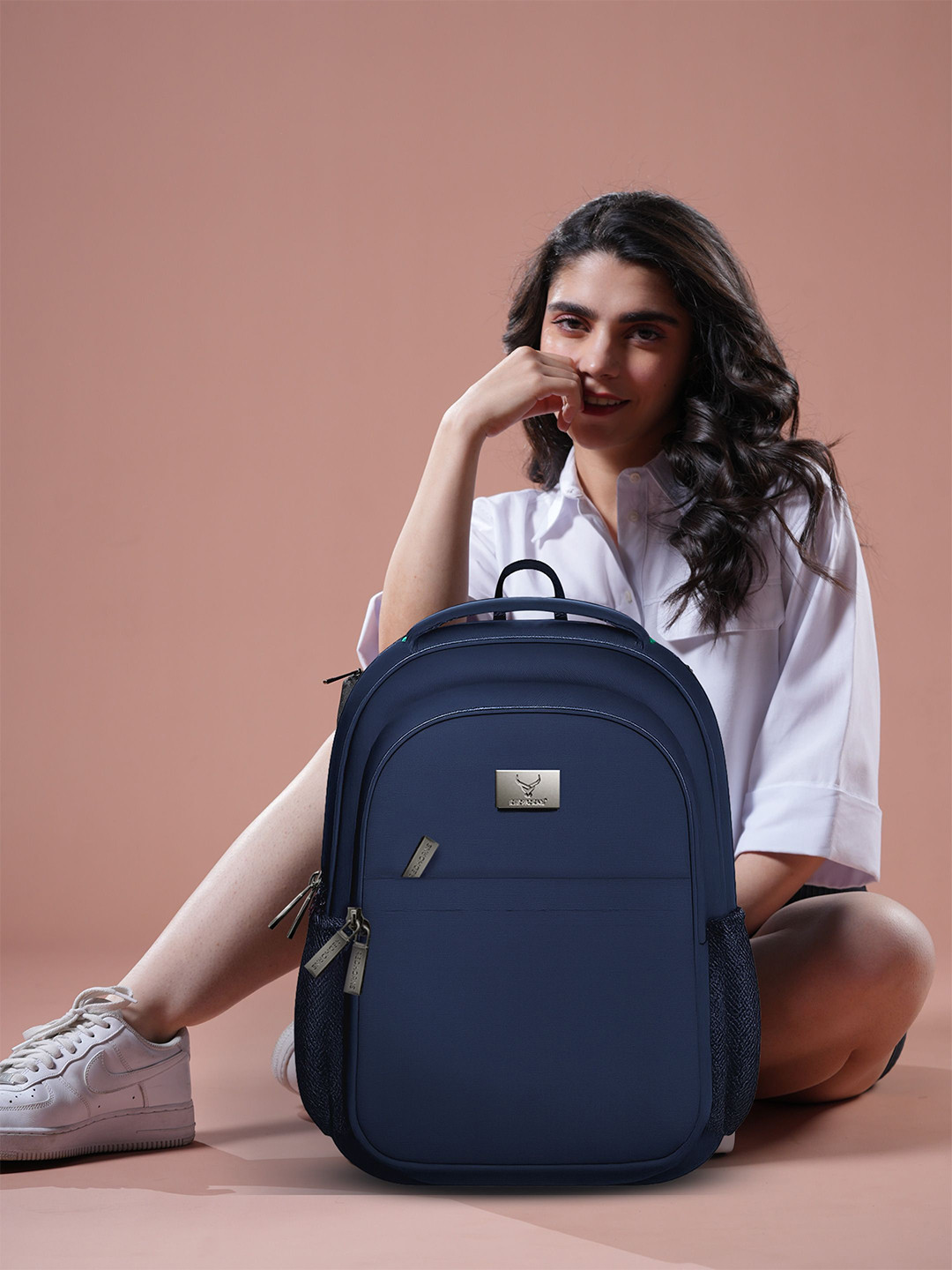 REDHORNS Unisex Brand Logo Contrast Detail School Backpack with Anti-Theft