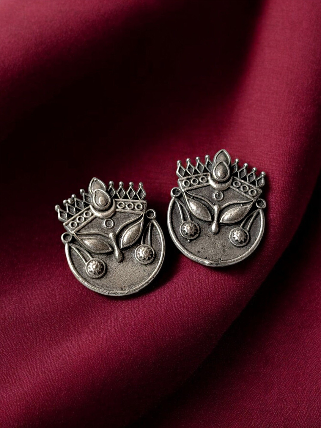 Jhumki Wala Maa Durga Eyes Oxidised Temple Studs