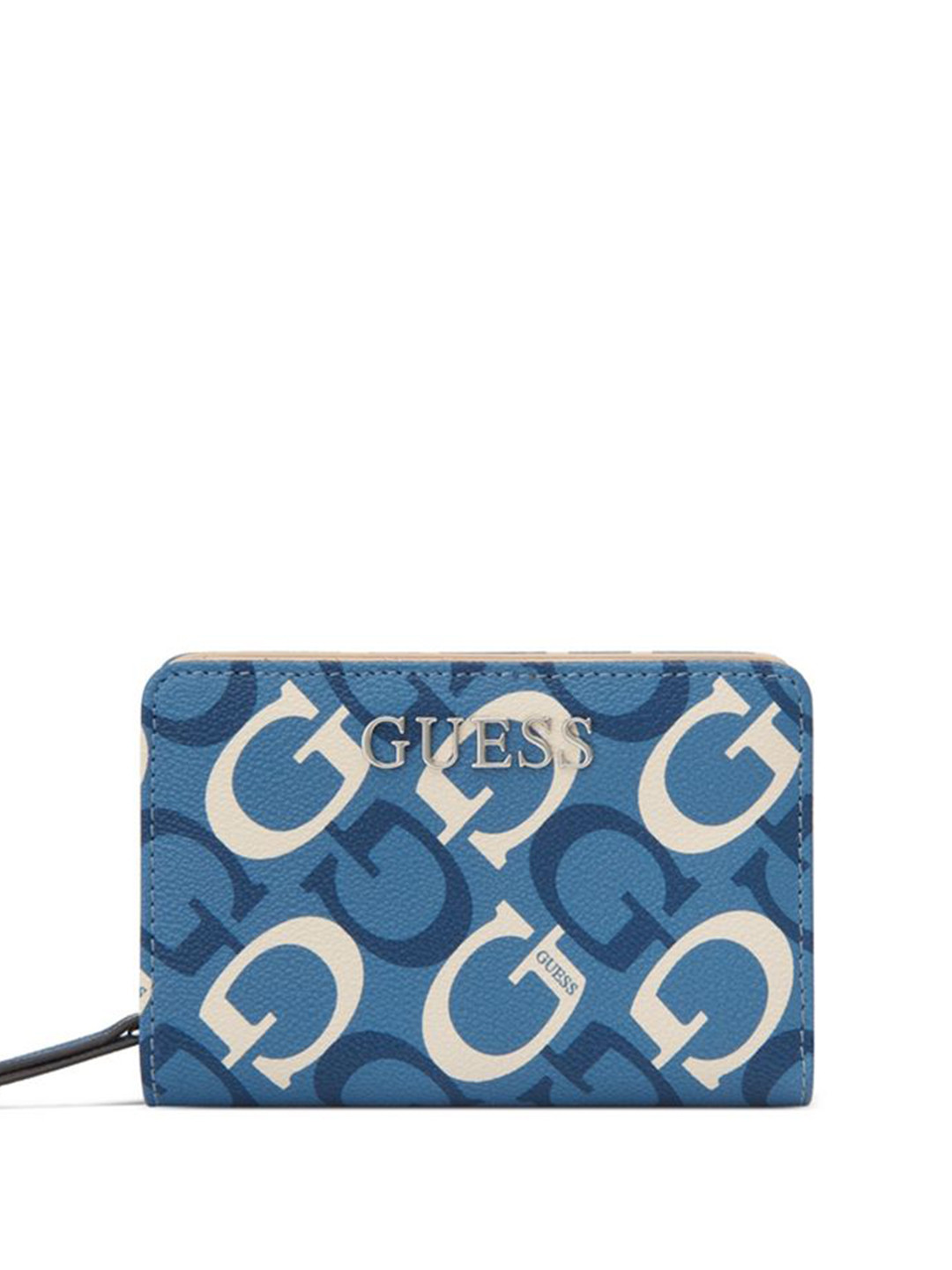 GUESS Women Typography Printed Wrist Strap Zip Around Wallet