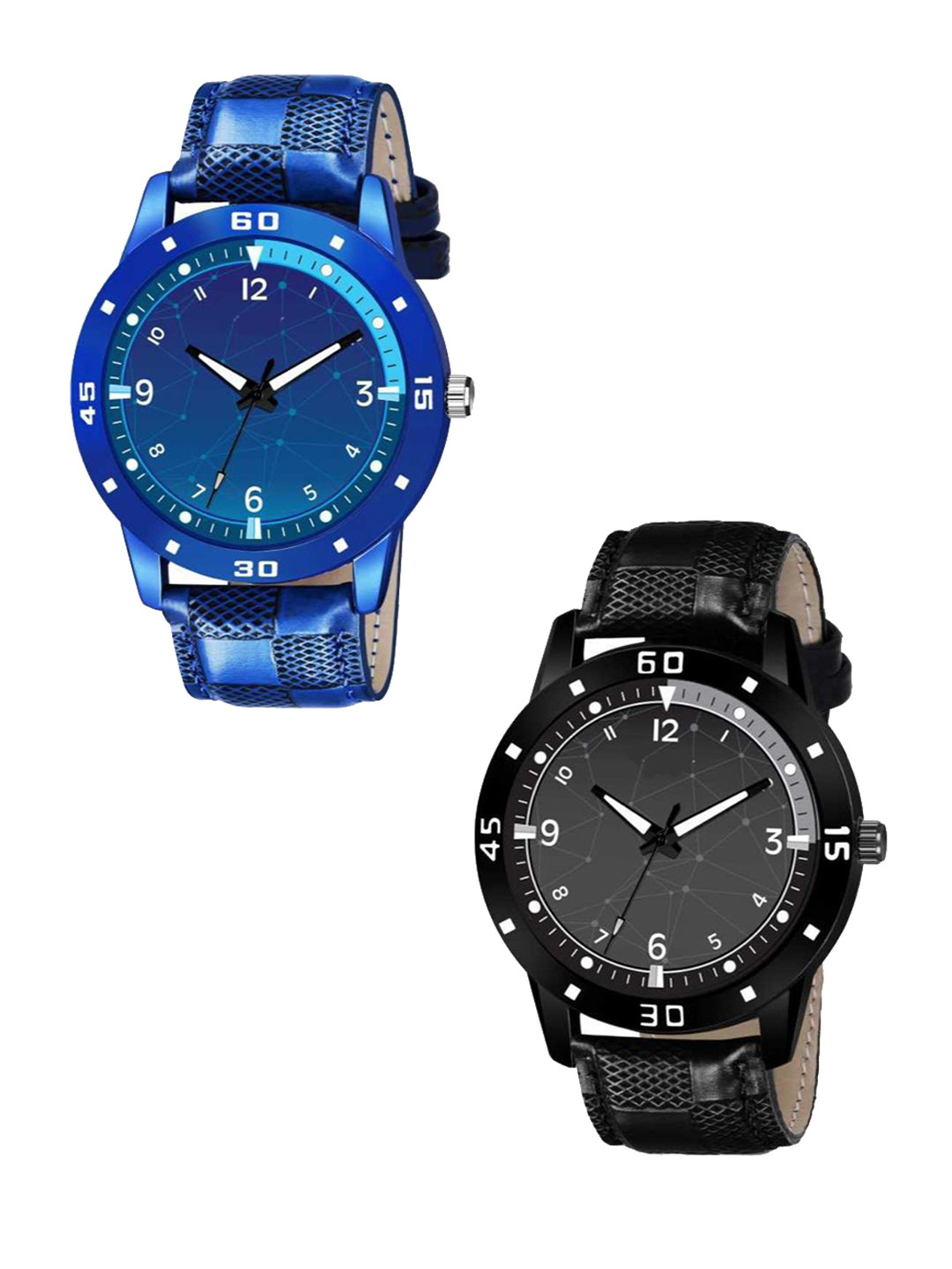 Miss Perfect Men Pack of 2 Dial & Leather Straps Analogue Watch foxx45
