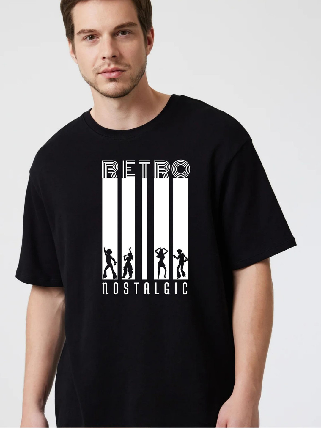 Nostalgic Retro Typography Round Neck T-shirt