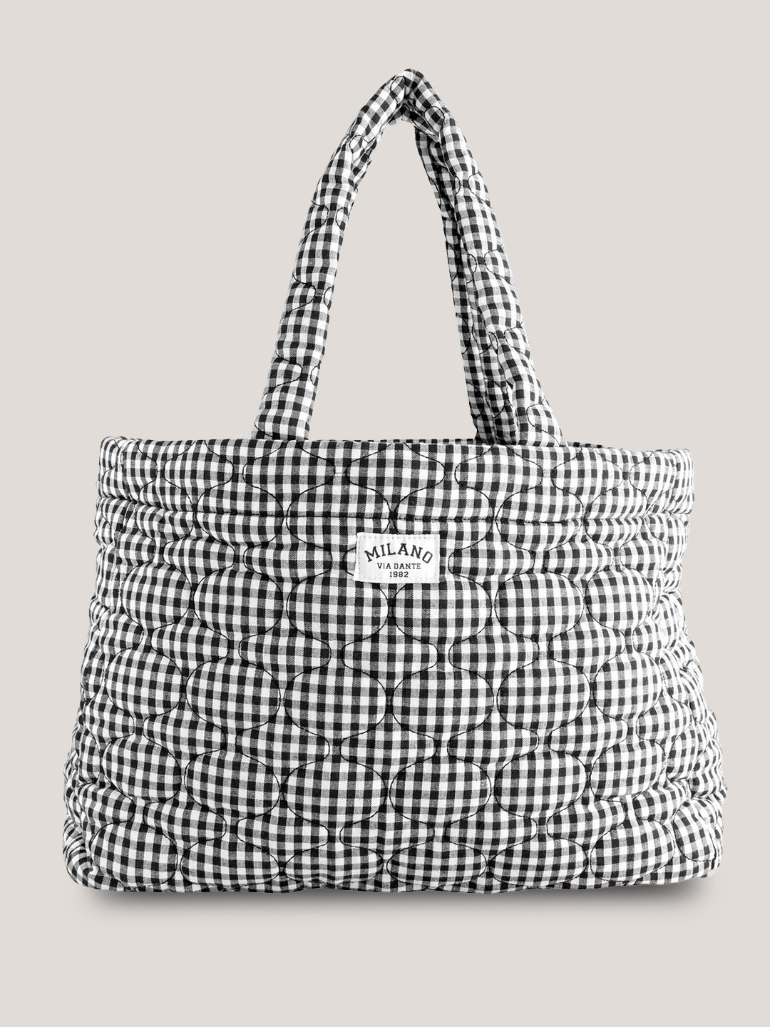 NEXT Gingham Check Tote Bag with Quilted Detail
