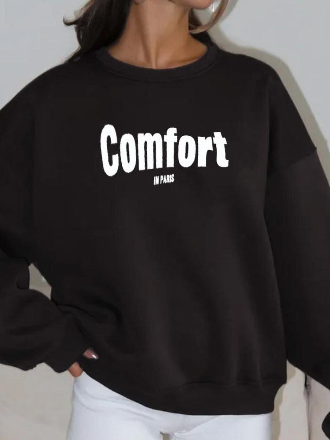 HERE&NOW Women Black Polyester  Sweatshirts