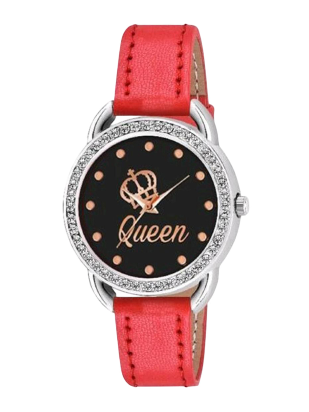 Miss Perfect Women Embellished Dial & Leather Textured Straps Analogue Watch Cvv196