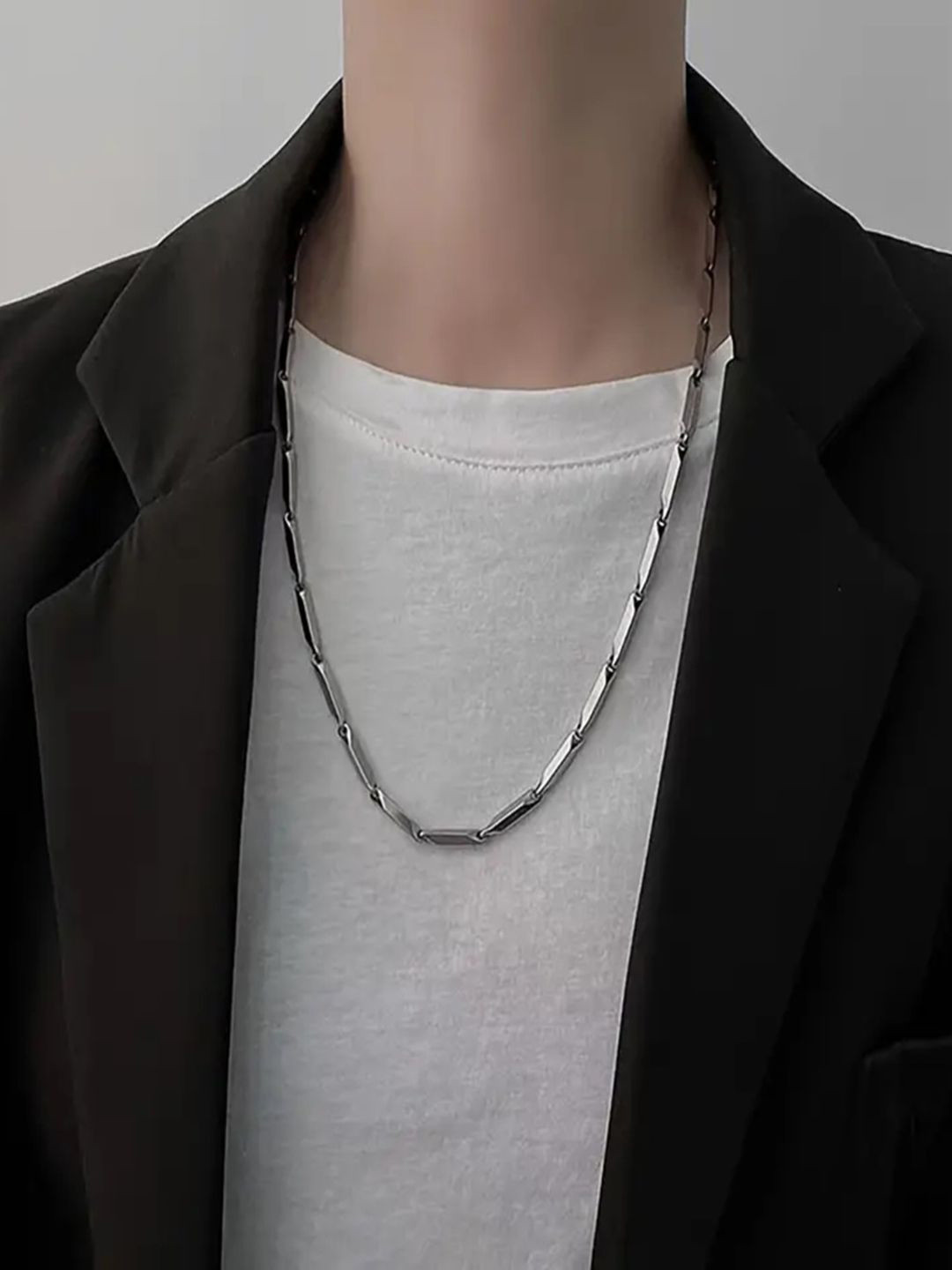 Tustrion Unisex Stainless Steel Silver-Plated Chain