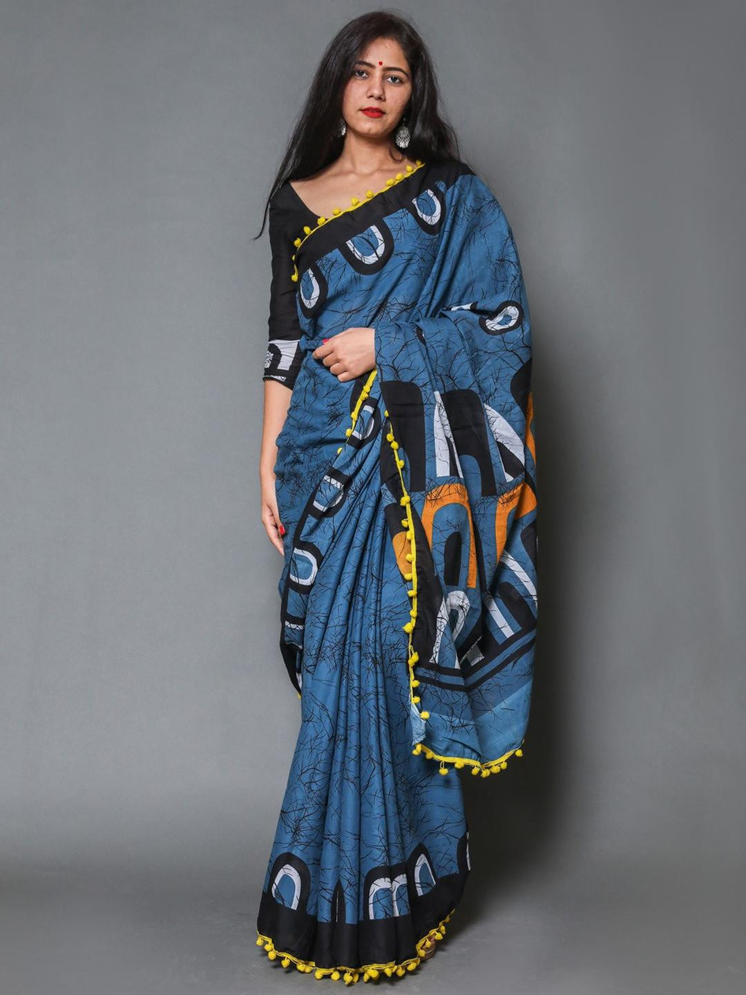 Pinkcity Trade World Women  Jaipuri Hand Block Print pure cotton saree
