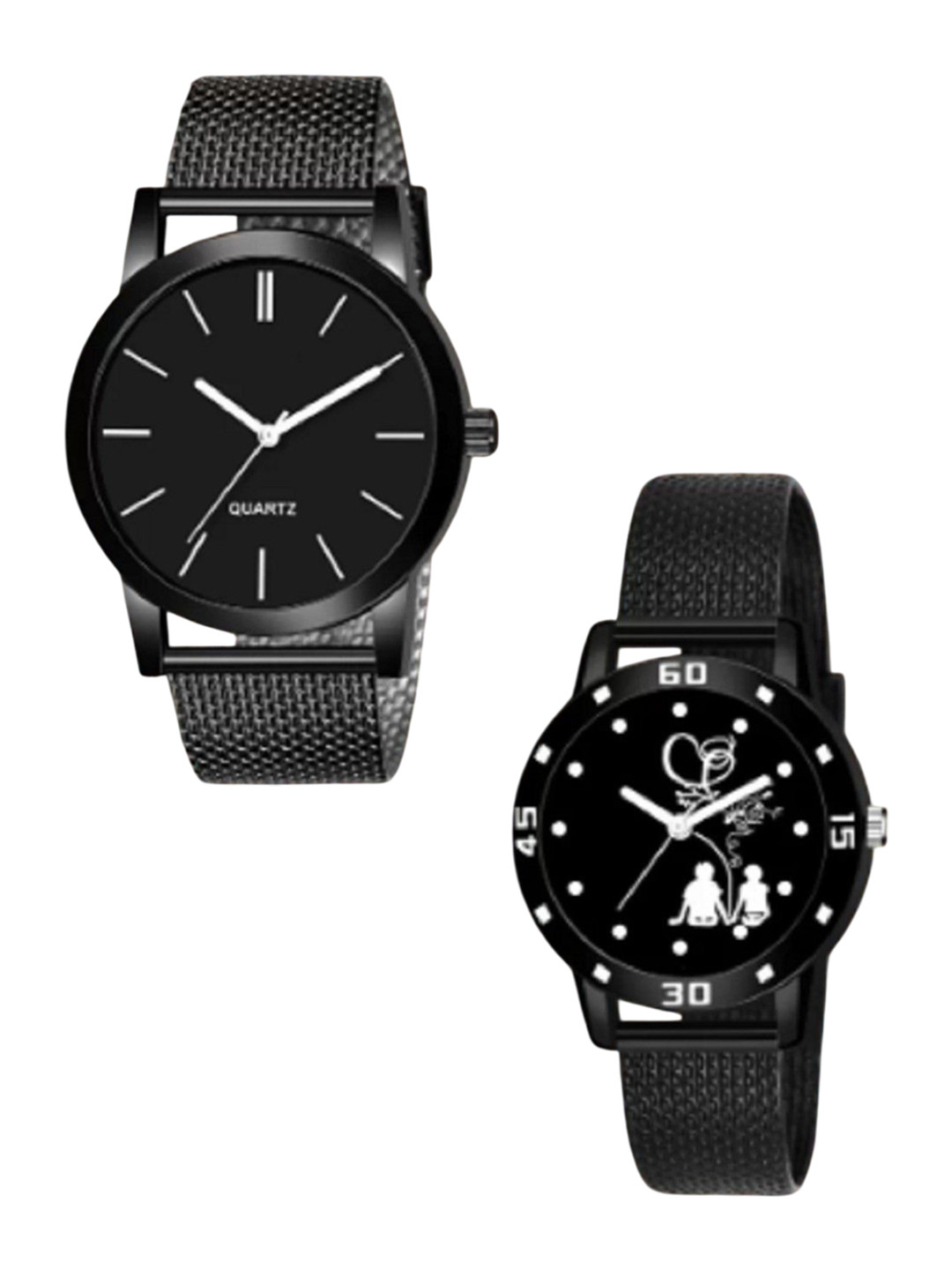 Miss Perfect Unisex Pack Of 2 Round Printed Dial Analogue Watch jk_1560