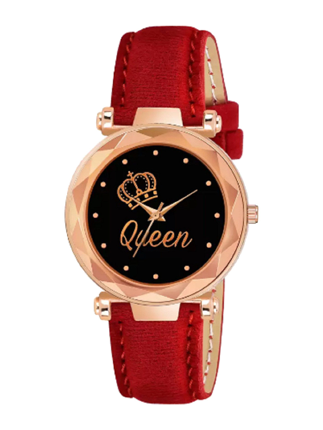 Miss Perfect Women Embellished Dial & Leather Textured Straps Analogue Watch QE75