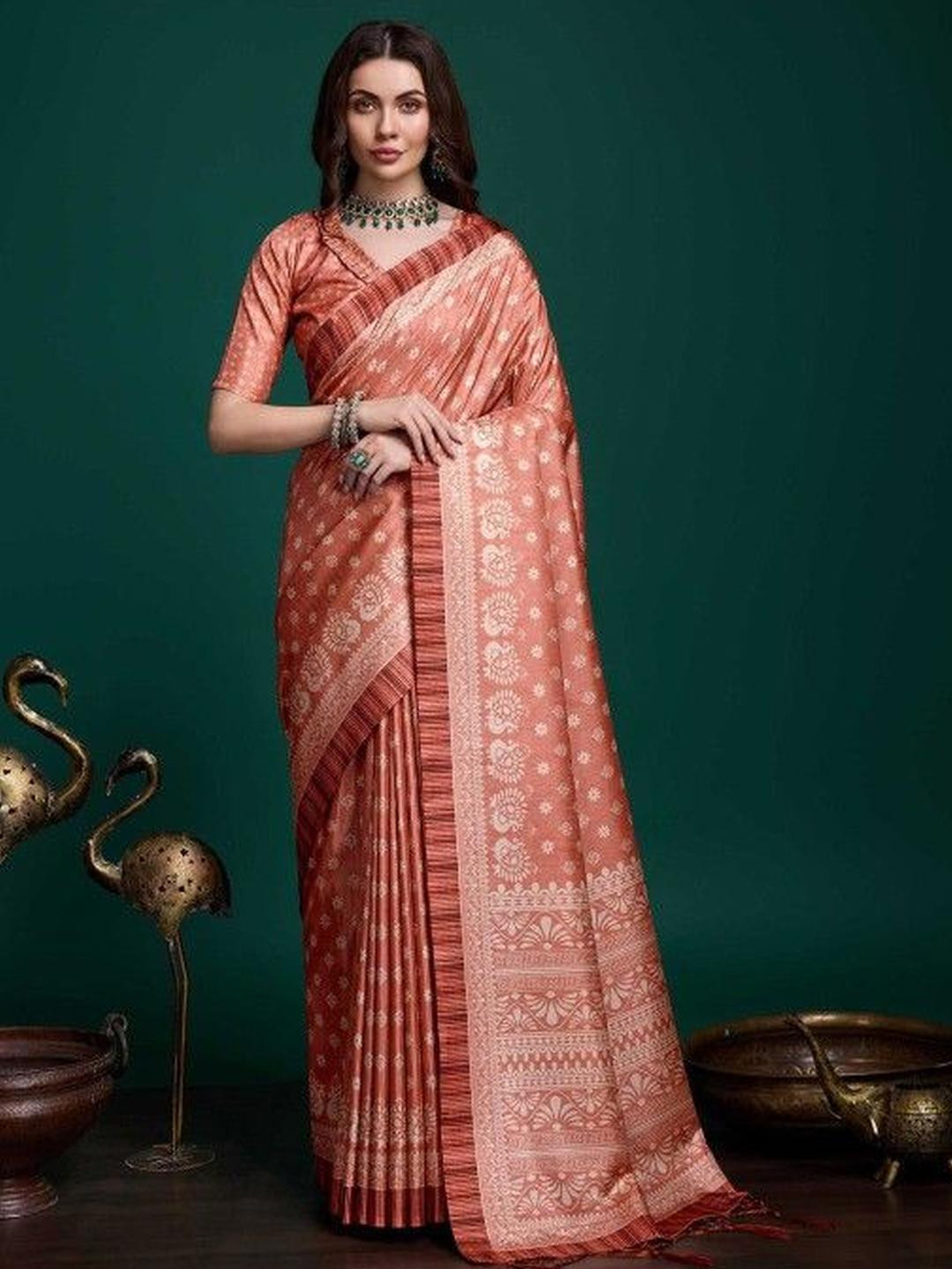 KARAGIRI Floral Printed Sambalpuri Silk Saree