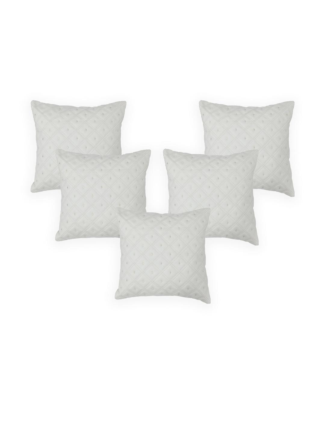 Sun Rise Cream-Coloured Set of 5 Geometric Square Cushion Covers