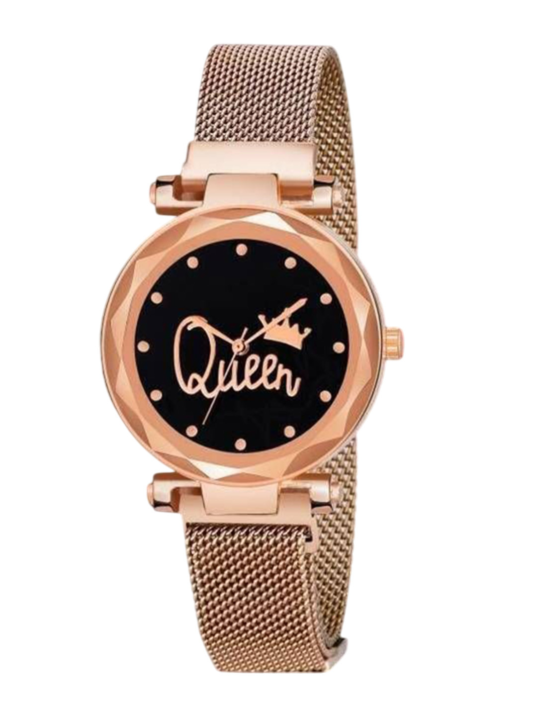 YUKAX Women Bracelet Style Straps Analogue Watch Queen megnet rosegold