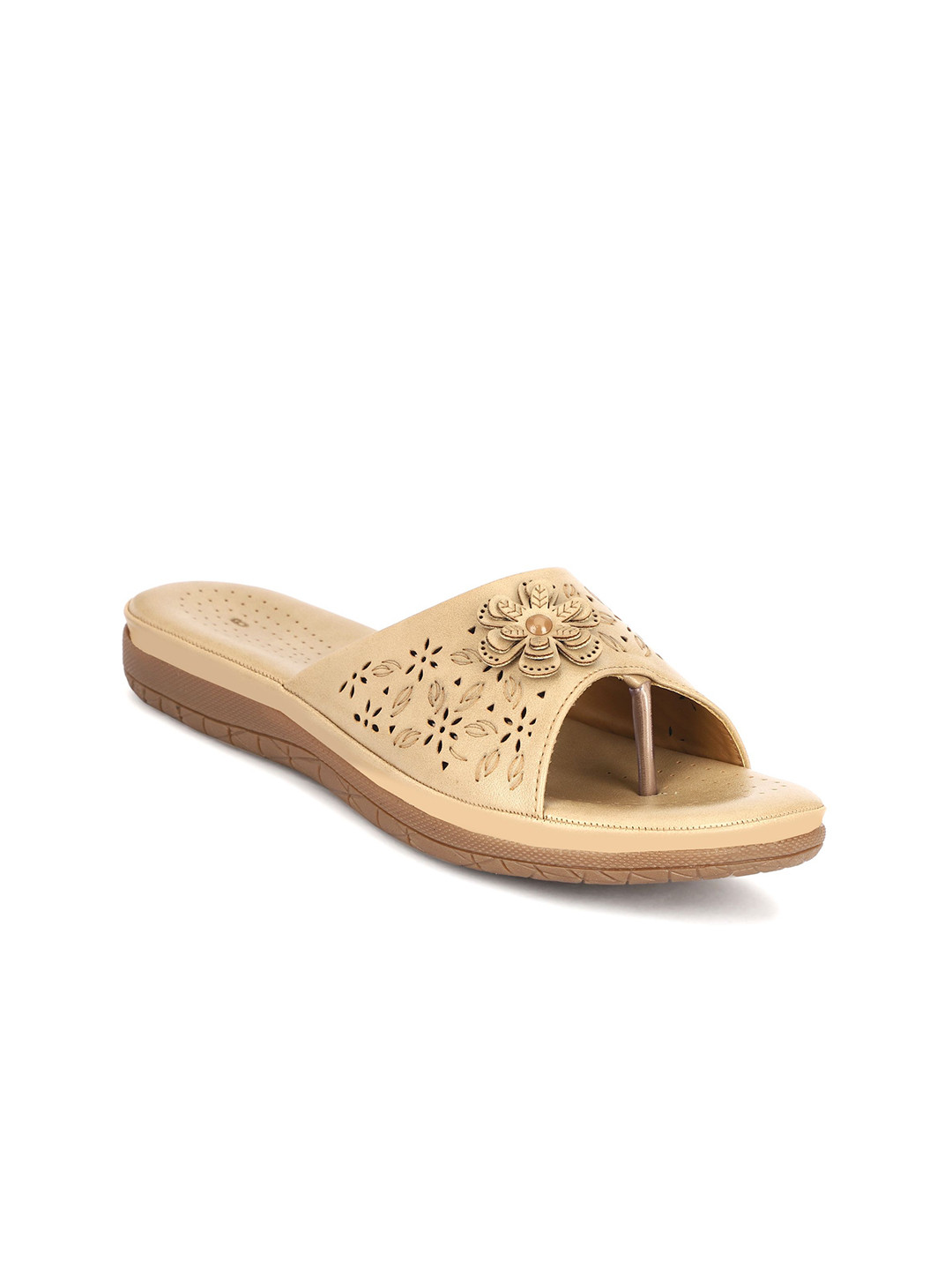 RIMEZS Women Open Toe Flats with Laser Cuts