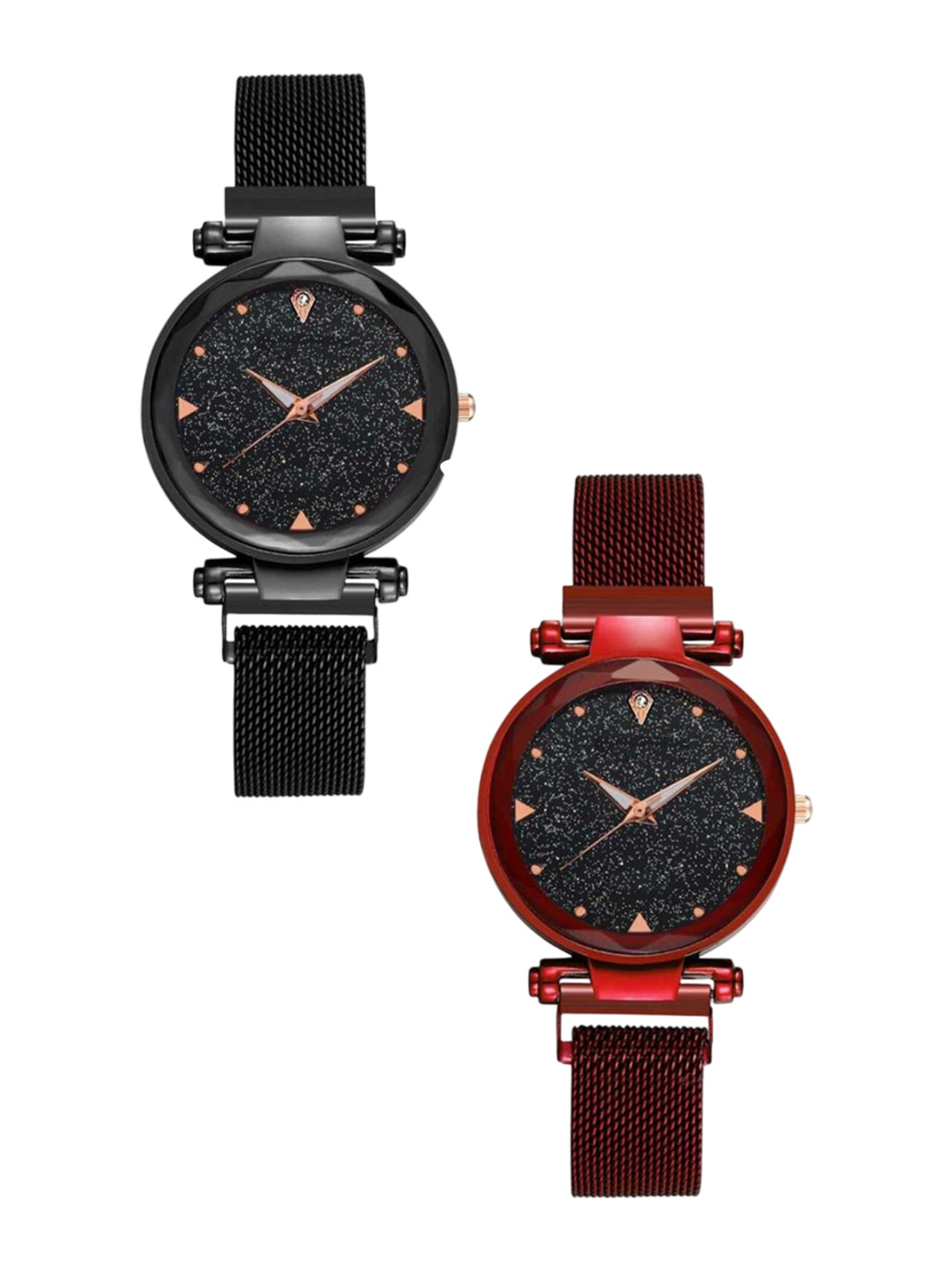 Miss Perfect Women Pack Of 2 Embellished Dial & Bracelet Style Straps Analogue Watch KI43