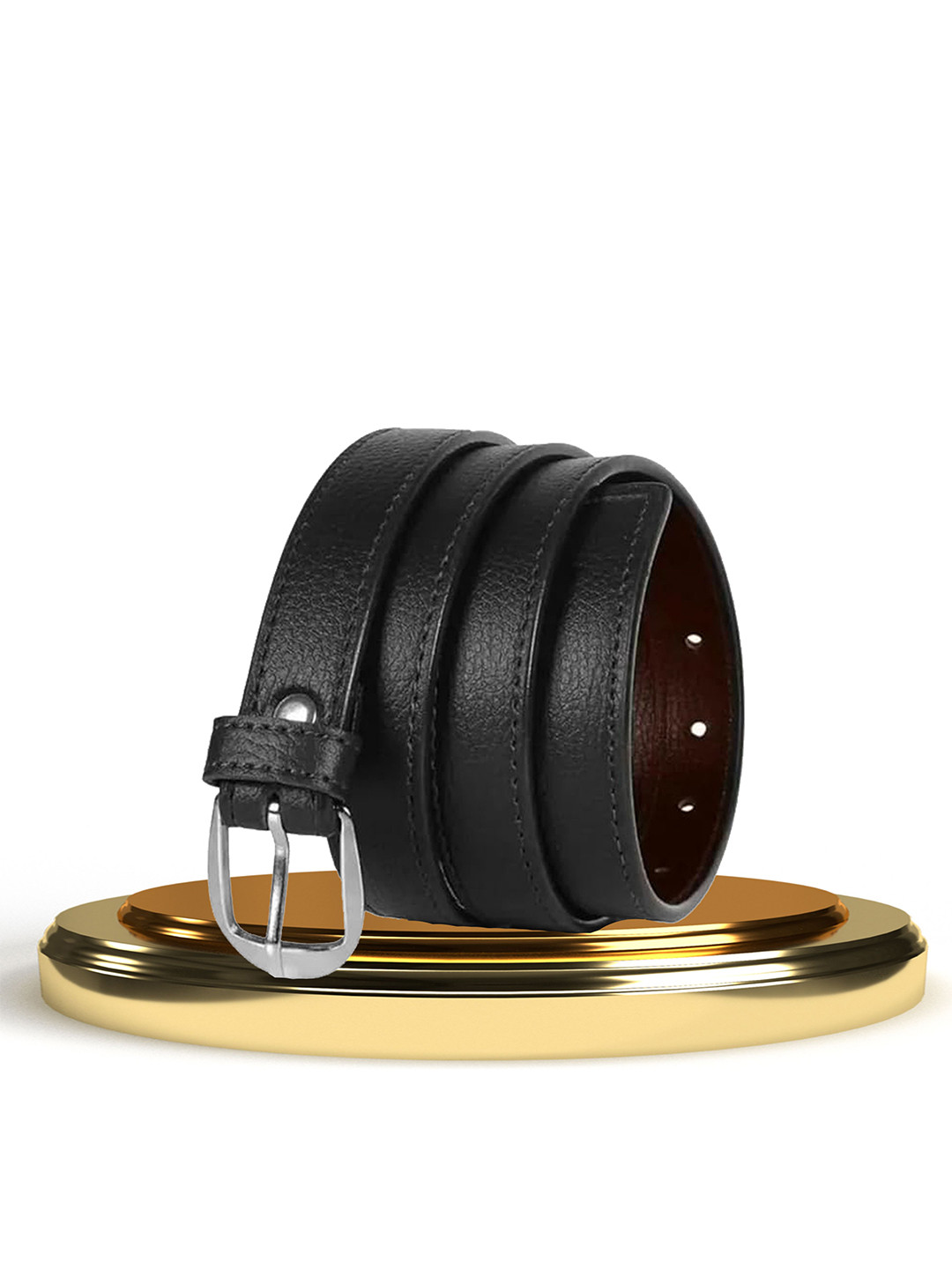 SHOPGLOBAL Men Textured Slim Leather Belt with Tang Closure
