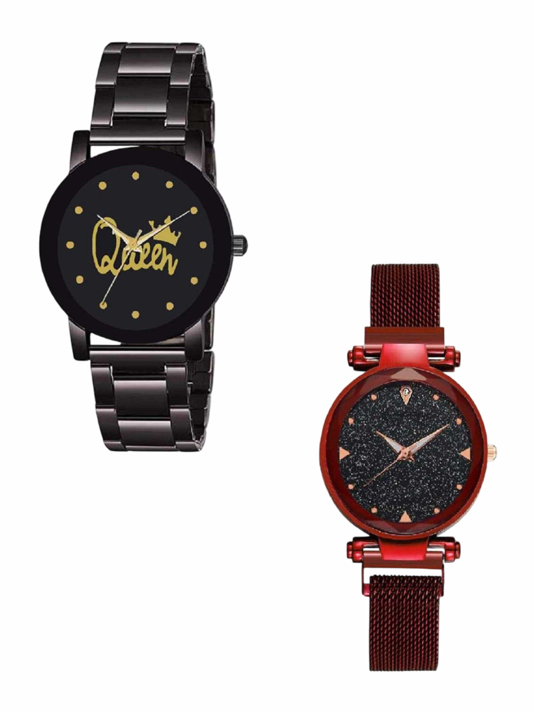Miss Perfect Women Pack of 2 Embellished Bracelet Style Straps Analogue Watch jk2350