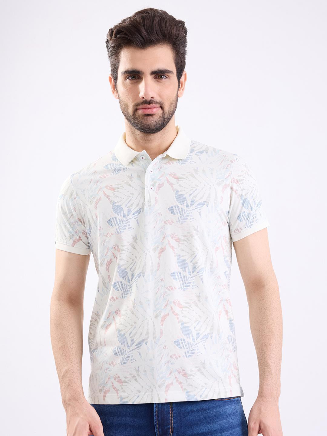 SPYKAR Men White Pure Cotton Tshirts