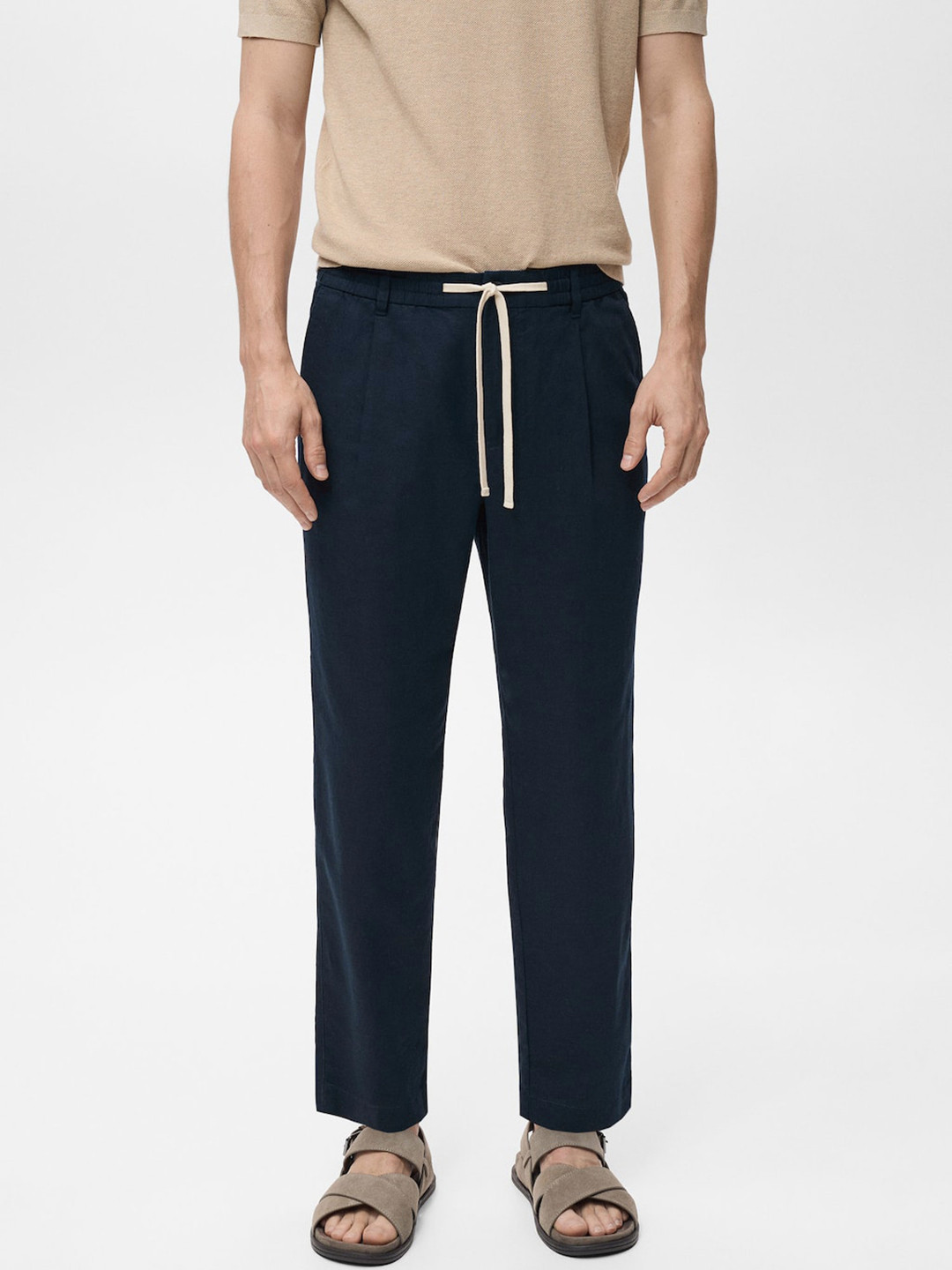 MANGO MAN Men Slim Fit Trousers with Drawstring