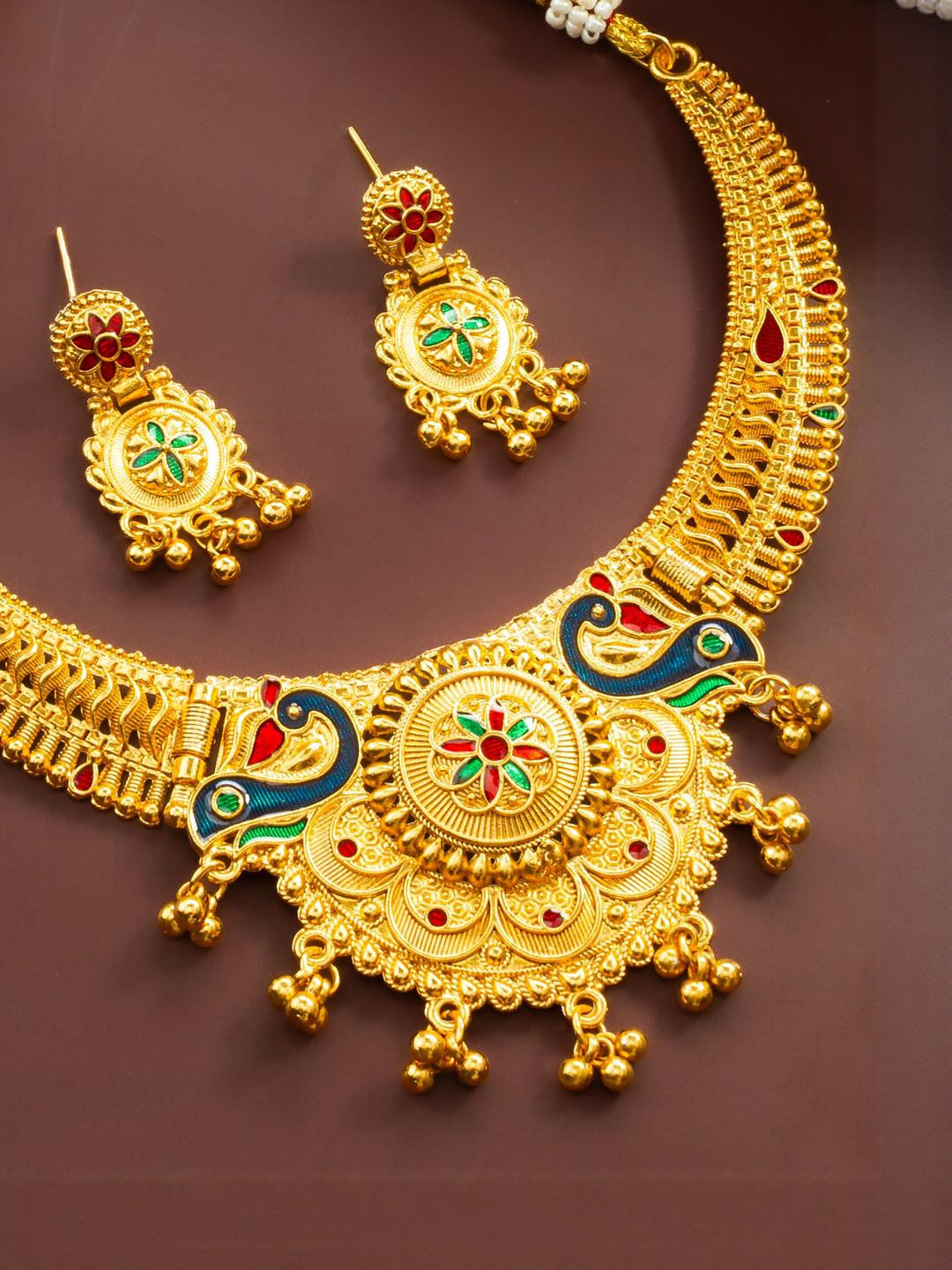 Anouk Women Gold Plated Meena kari  Jewellery Set