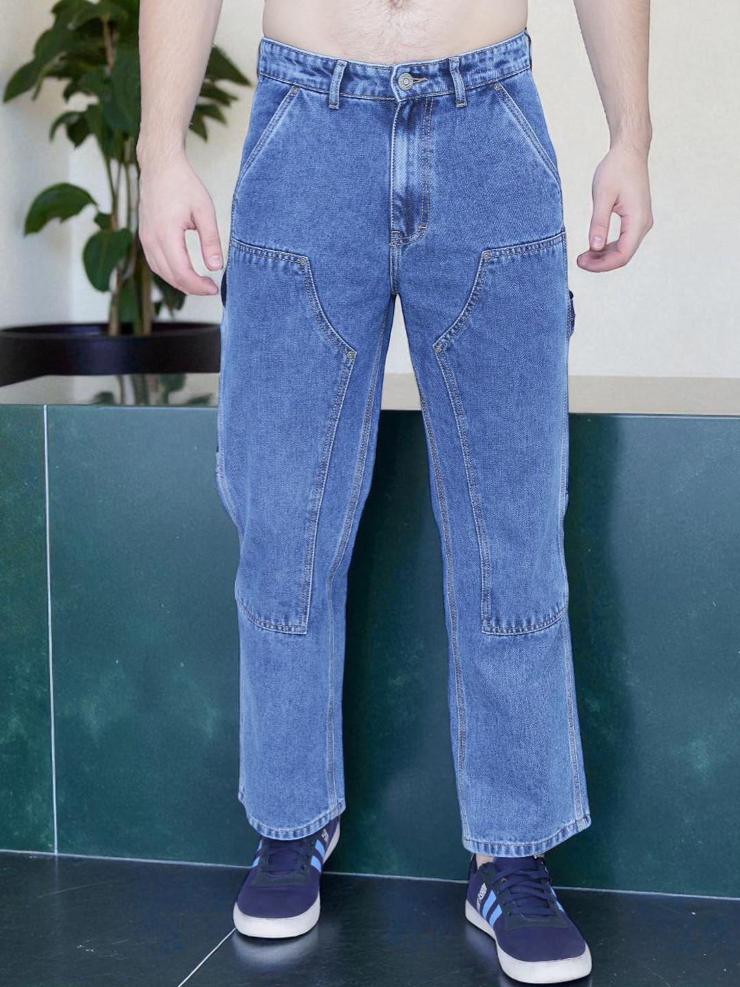 AWACK Carpenter Fit Men Rodeo Relaxed Fit High-Rise Light Fade Stretchable Jeans