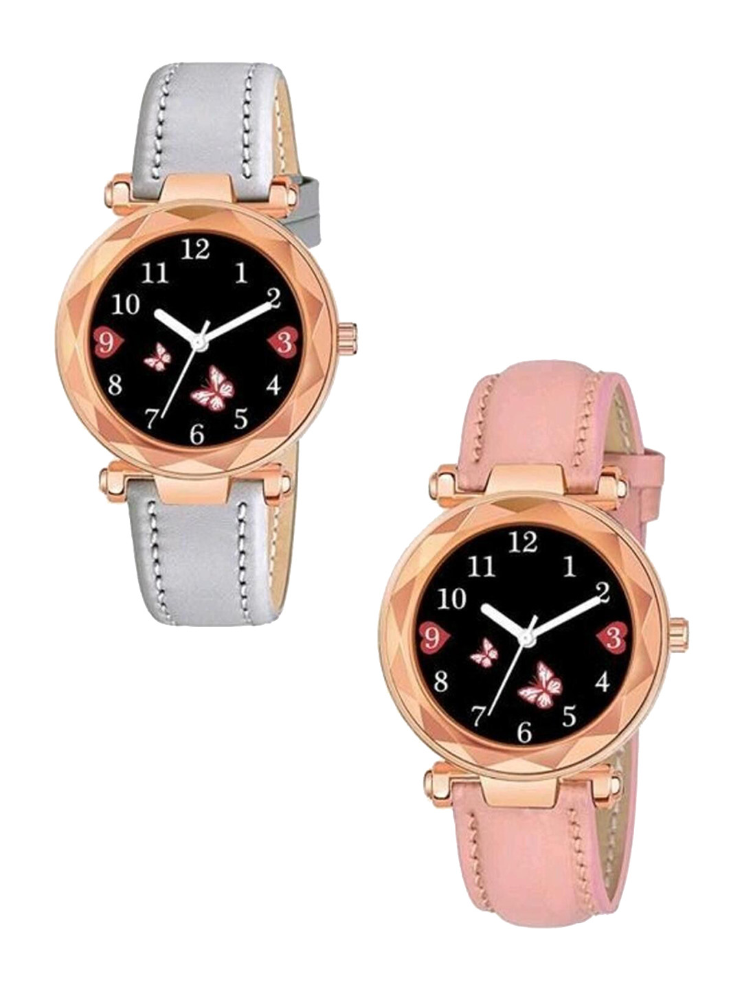 Miss Perfect Pack Of 2 Women Dial & Leather Textured Straps Analogue Watch Cvv400