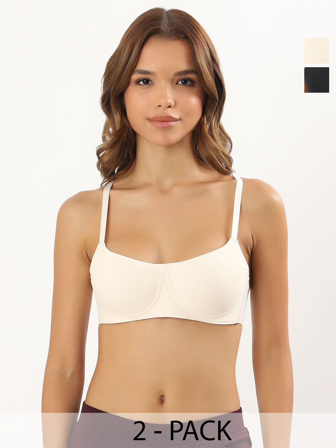 PARKHA Neutrals Collection Pack of 2 Solid Full Coverage Heavily Padded T- Shirt Bra