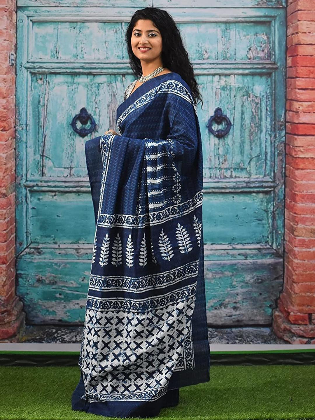 Pinkcity Trade World Jaipuri Hand Block Print pure cotton saree