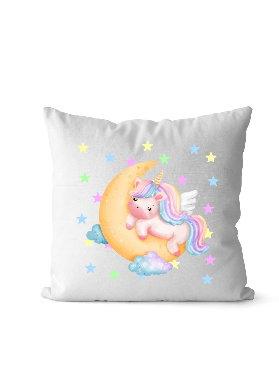 Loops n knots Unisex Unicorn Moon with Stars Printed Pre-FilledCushions