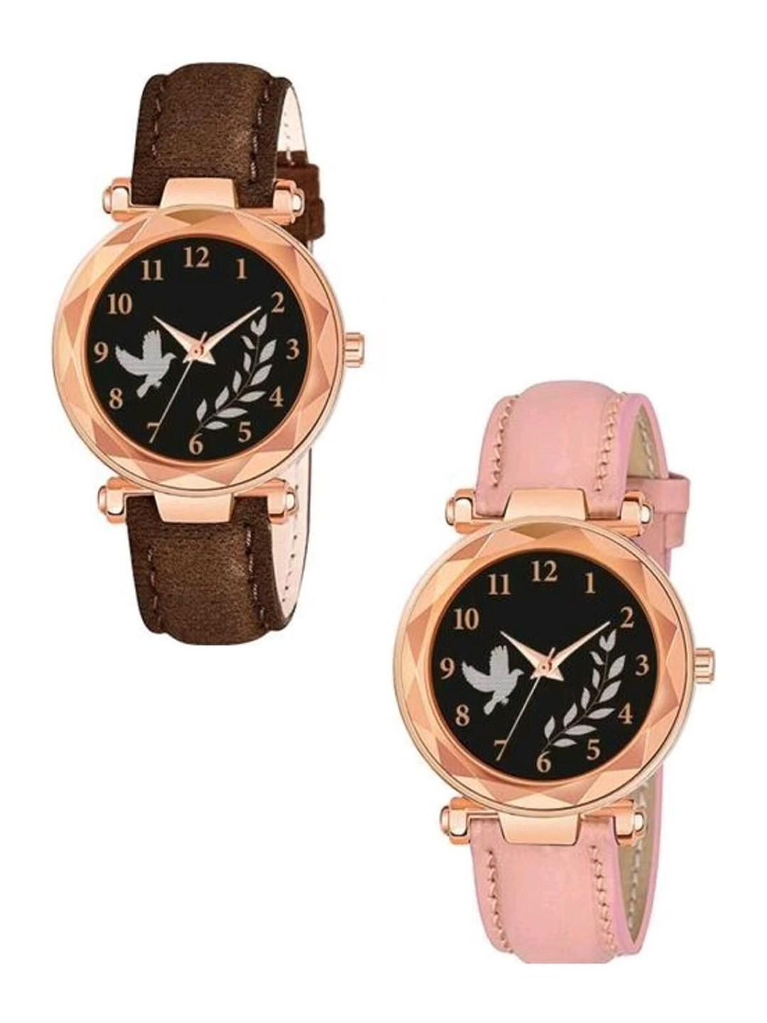 Miss Perfect Women Set of 2 Leather Straps Analogue Watch Cvv313