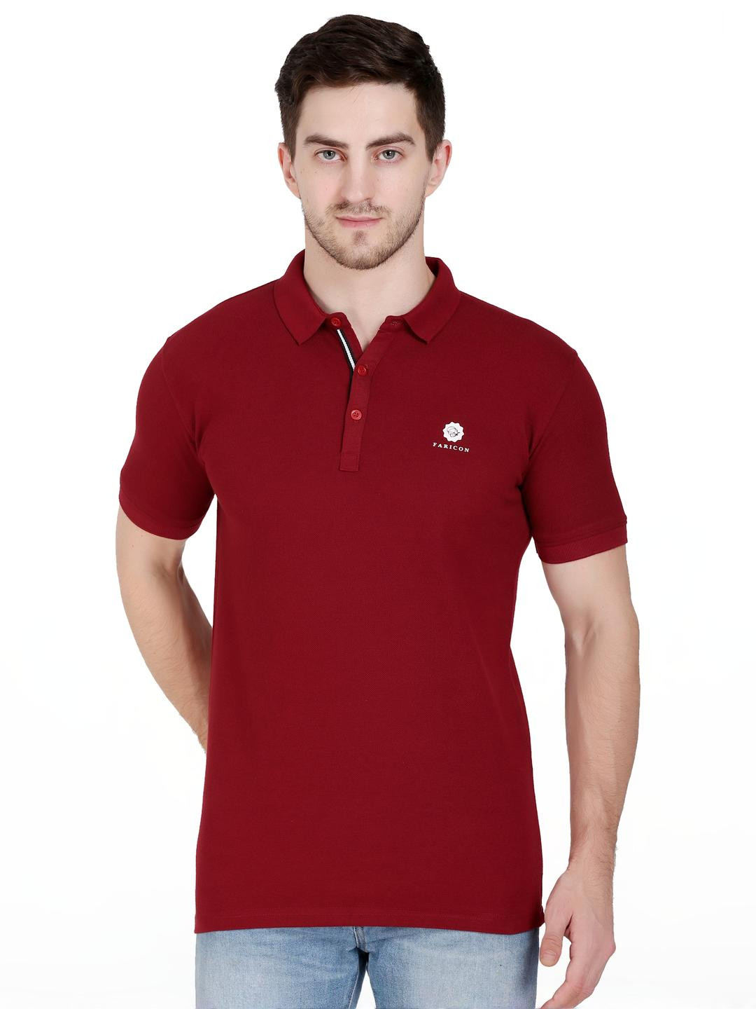 FARICON Men Maroon Cotton Tshirts