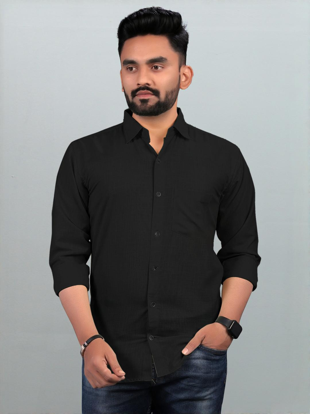 Eleni Trendz Men Black Cotton Casual Shirts