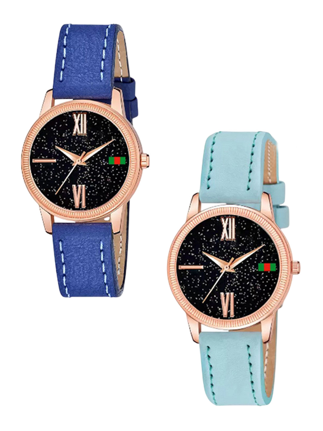 Miss Perfect Women Pack Of 2 Dial & Leather Straps Analogue Watches PL425