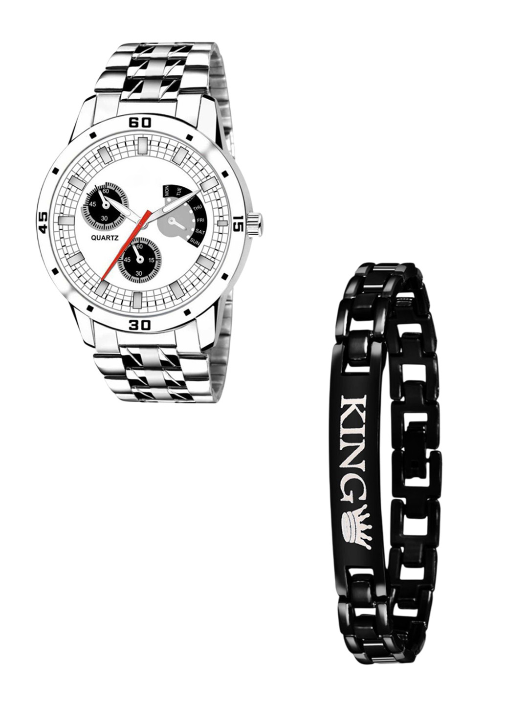 Miss Perfect Men Bracelet & Analogue Watch Gift Set jk_910